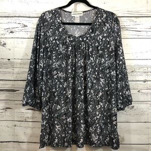 Black & White Sparkle Floral Top